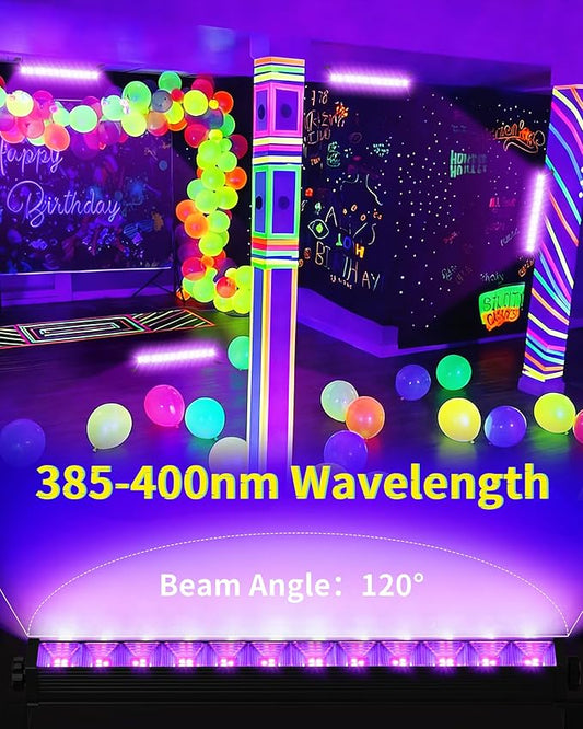 45W Black Light Bar with 6ft Cord+Switch, Each Light Up 25x25ft Area, LED Blacklight Flood Light for Neon Glow Party Body Paint Fluorescent Tapestry Poster Classroom Bedroom Halloween, 1 Pack