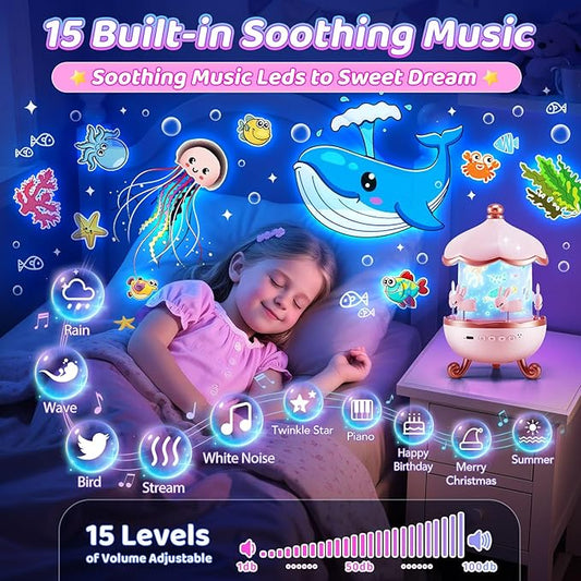 Staryou Sensory Lights Sound Machine Baby Night Light Projector Sensory Toys for Kids with Autism Toys for Girls 3-10 | 15 White Noise 15 Films 21Colors Night Light for Kids, Fidget Toys for Kids