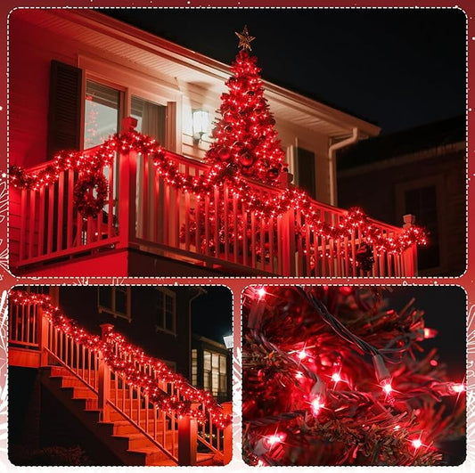 TIGOMOOV 100 Count Christmas Red String Lights, Christmas Tree Lights with Green Wires - UL Certified Red Mini Lights for Indoor/Outdoor Xmas Wedding Holiday Party Home Decorations