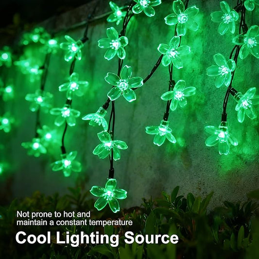 2 Pack Total 52FT 120 LED Solar String Lights Outdoor Waterproof Flower Fairy Lights for Garden Fence Patio Yard Christmas Tree Lawn Wedding Party Decor, Green