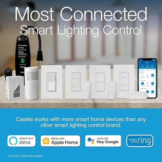 Lutron Diva Smart Dimmer Switch with Wallplate and Pico Smart Remote for Caseta Smart Lighting, Works w/ Alexa, Apple Homekit, Google Home (Hub Required), No Neutral Required, White