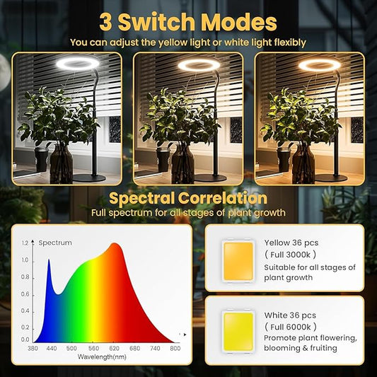 bseah Grow Light, Plant Stand Light for Indoor Plants 2 Pack, Full Spectrum Desk Grow Lamp with Pedestal, Automatic Timer for 3H/9H/12H, Height Adjustable