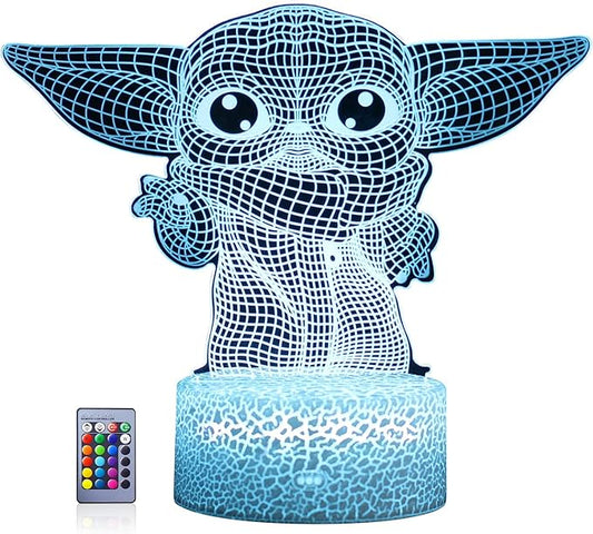Star Wars 3D Night Light:Baby Yoda LED Lamp with Remote Control and Smart Touch, LED Desk Lamp Yoda Star Wars Lamp for Room Decor Boys Girls Birthday Christmas Festivals Gifts