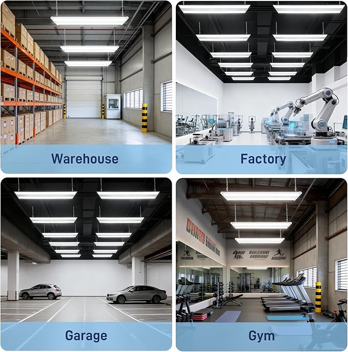 hykolity 2FT 150W LED Linear High Bay Shop Light, 20250 lm, 135LM/W, 120-277V, 0-10V Dim, 5000K, Hanging Light Fixture for Warehouse Workshops, UL Listed