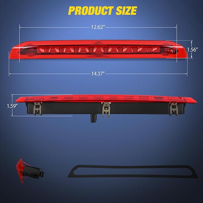 Nilight Third Brake Light Tail High Mount 3rd Stop Lights Red Lens Compatible with Ford Escape 2013 2014 2015 2016 2017 2018 Van SUV Rear Center Cab Lamp