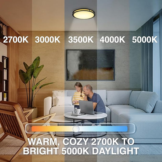 Sylvania 16" Saturn Ring LED Light Fixture,35W, 5 Temperature Select (2700/3000 / 3500/4000 / 5000K), Dimmable, 2500 LMS, Black, for Family Rooms/Hallways/Kitchens/Bedrooms - 1 Pack (67230)