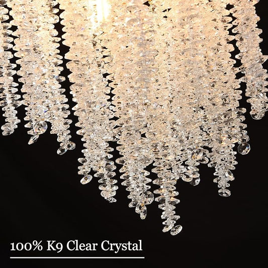Modern Tree Branch Chandelier, D11.8'' Gold Crystal Raindrop Indoor Hanging Pendant Light Fixture for Dining Room Kitchen Island Bedroom 5 Lights