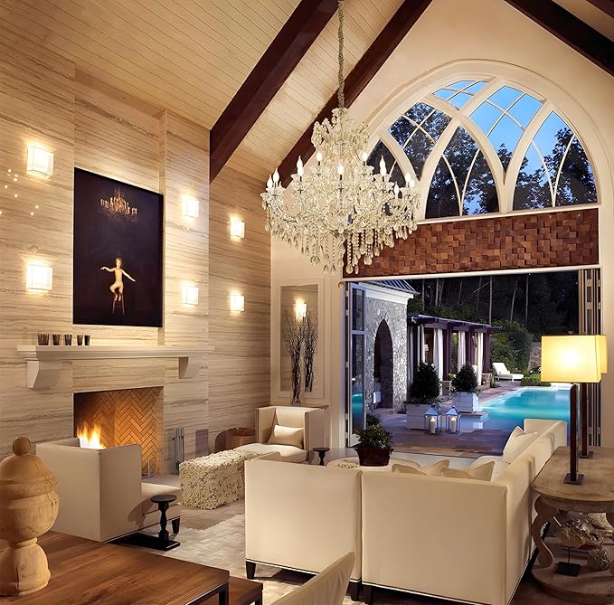 Large Luxurious Crystal Chandeliers Transparent 19 Lights,Modern K9 Crystal Chandelier Light Fixture for Living Room, Kitchen, Dinning Room, Foyer stairwell (19 Lights 2-Tier)