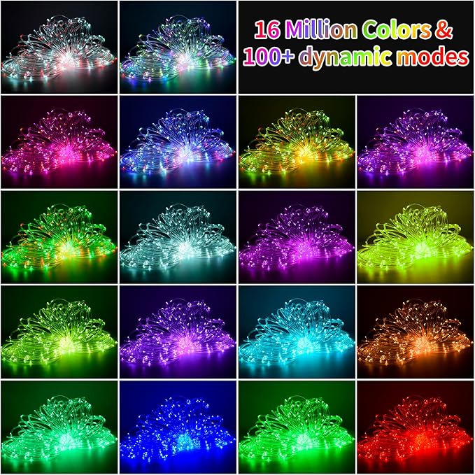 33FT Color Changing Rope Lights Outdoor, Waterproof 100 LED String Light Plug In with Remote & APP Control, Smart 16 Million Colors Music Sync Twinkle Fairy Lighting for Outside Indoor Bedroom