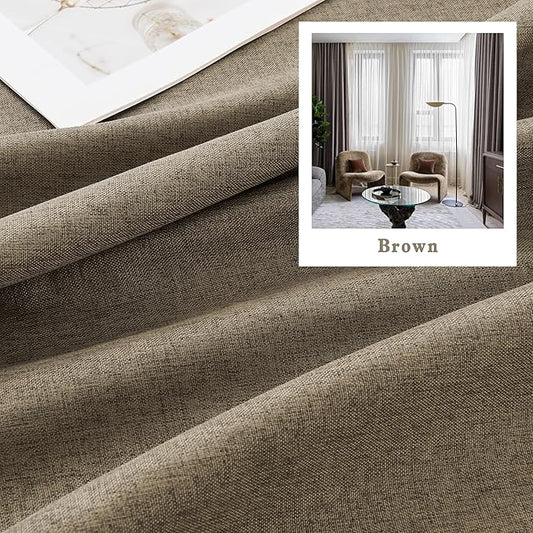 DUALIFE Faux Linen Full Blackout Curtains Vertical Drapes for Patio Sliding Glass Door,Back Tab Pinch Pleated Window Treatment Curtains,W84 x L96,2 Panels Set,Chocolate Brown