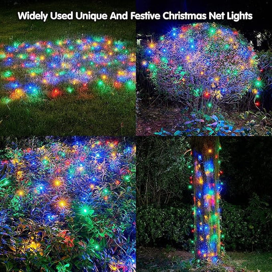 Dirnun Led Christmas Net Lights Outdoor Christmas Lights Multicolor 160LED 5ftx7ft, Waterproof Outdoor Indoor Fairy Mesh Net Light for Xmas Party, Yard, Patio, Trees, Shrubs, Bushes Decorations
