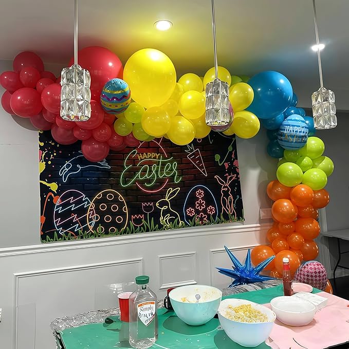 141 Pcs Rainbow Neon Balloon Arch Kit, Hot Pink Lime Green Orange Slate Blue Yellow Latex Hawaii Summer Tropical Balloon Garland for Hawaiian Luau Aloha Birthday Baby Shower Pool Party Decorations