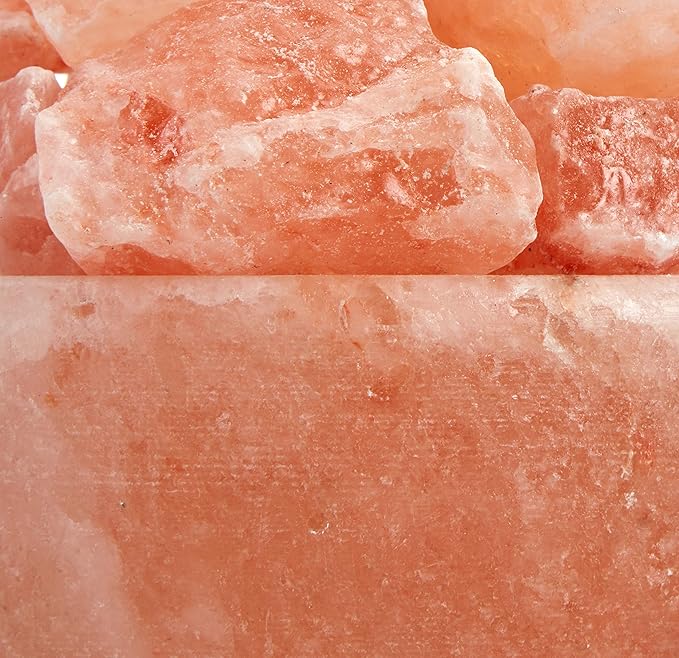 Spantik Himalayan Salt Lamp Bowl with Natural Crystal Chunks, Dimmer Cord and Classic Wood Base Premium Quality Authentic from Pakistan