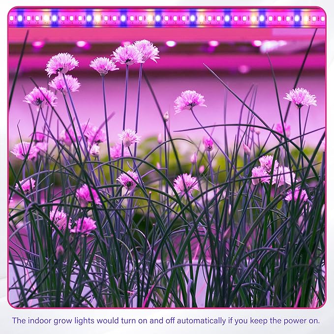 iPower 40W LED Plant Grow Light Strips Full Spectrum for Indoor Plants with Auto ON/Off 3/9/12H Timer, 10 Dimmable Levels 48 LEDs Per Tude, for Hydroponics Succulent