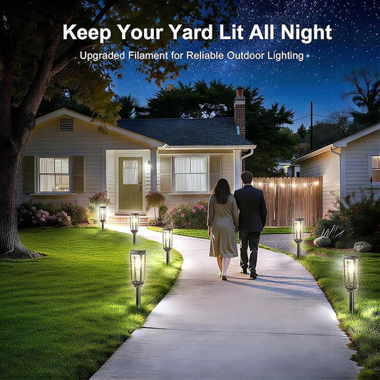Solar Pathway Lights Outdoor Waterproof IP65, 2 Pack Cool White Solar Walkway Lights, Auto On/Off Outdoor Light for Lawn Garden Patio Driveway Decor Landscape Lighting