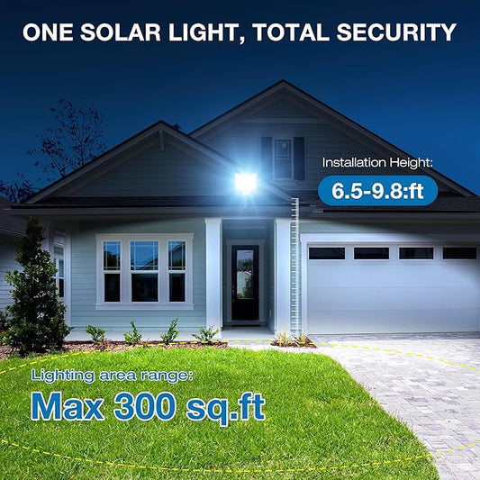 Solar Lights Outdoor,IP66 Waterproof Solar Street Lights Outdoor,6500K LED Dusk to Dawn Security Flood light with Motion Sensor and Remote Control for Yard,Parking Lot, Courtyards,Garages 2-Pack