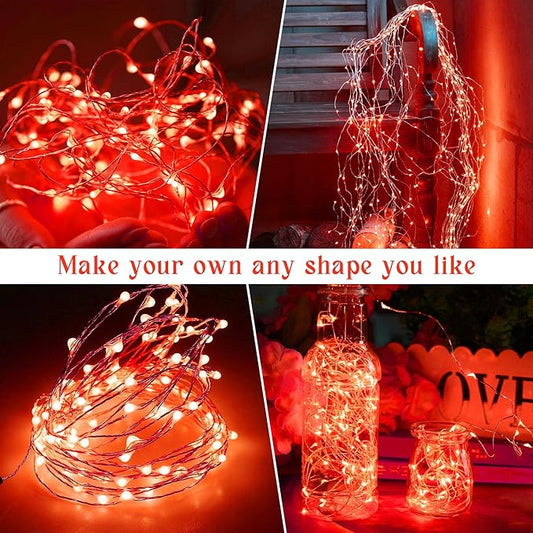 Selarlyt Solar String Lights for Outside, 72Ft 200 LED Solar Fairy Lights with 8 Modes, Solar Powered Fairy Lights Waterproof for Christmas Tree Garden Party Wedding(Red)