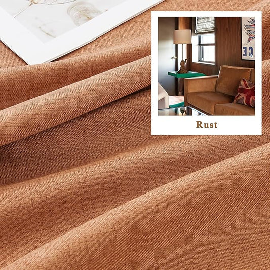 DUALIFE 2pcs 132 Inch Extra Long Linen Blackout Curtains Back Tab and Rod Pocket Thermal Insulated Light Blocking Drapes for Bedroom 2 Panels Set 50X132 Inches 11FT,Rust Terracotta