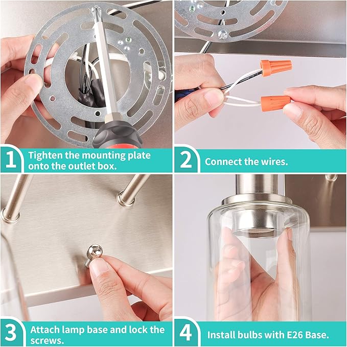ShineTech 2-Light Bathroom Vanity Light Fixture, Brushed Nickel Bathroom Light Fixtures Over Mirror, Modern Wall Mounted Bathroom Lighting with Clear Glass Shade for Bathroom, Bedroom, Hallway