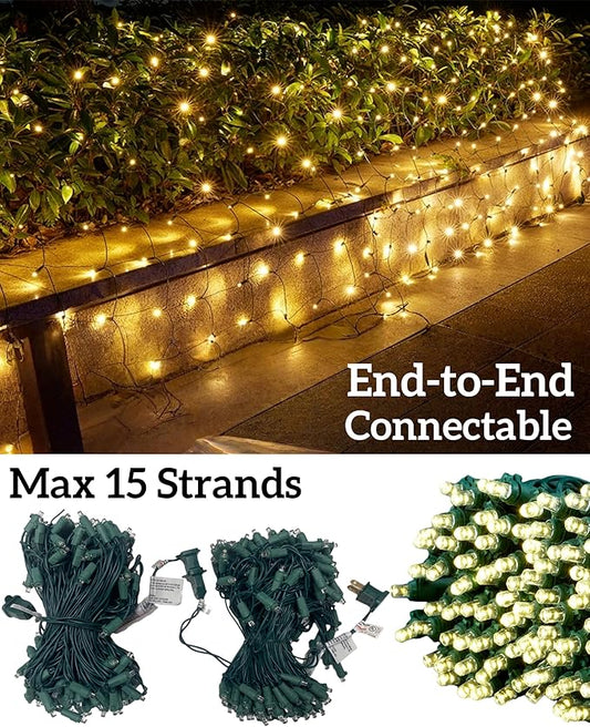 Led Christmas Net Lights for Bushes, 132LED 6FT x 6FT Connectable UL Certified Net Lights for Bushes Tree Shrubs Xmas Trunk Green Wire Christmas Decorations