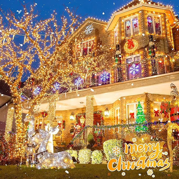 165 FT 500 LED Christmas Lights Outdoor Indoor, Plug in Warm White String Lights for Outside Waterproof, Connectable Clear Wire Twinkle Light for Christmas Tree Bedroom Classroom Party Decor