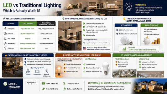 LED lighting uses less energy, lasts longer, and reduces maintenance compared to traditional bulbs, making it more practical for everyday home use.