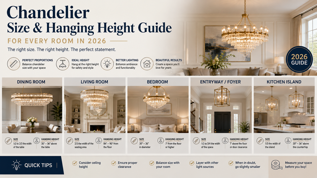 Chandelier Size and Hanging Height Guide for Every Room in 2026
