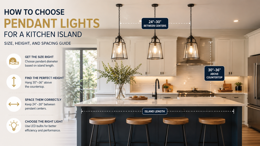 How to Choose Pendant Lights for a Kitchen Island: Size, Height, and Spacing Guide