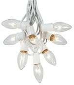 Novelty Lights Clear Hanging Incandescent Christmas String Lights - Retro Traditional C9 Indoor/Outdoor Light Set w/ 25 Mini Bulbs for Roof Lines, Patios (White Wire, 25' Long)