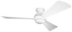 Kichler 330152MWH 54 Inch Sola Ceiling Fan LED, 3 Speed Wall Control Full Function, Matte White Finish with Matte White Blades