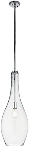 KICHLER Everly 29.5" 1 Light Teardrop Pendant Clear Glass Chrome