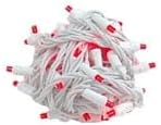 Novelty Lights 25ft Christmas String Lights, 50 Red LED Bulbs on White Wire, 6" Spacing, Connectable Indoor Outdoor Commercial Grade Lighting for Holidays Patio Weddings