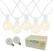 Novelty Lights 50 Feet G50 LED Patio String Light Set with 50 Bulbs, Warm White, Weather Resistant and Shatterproof Replaceable Plastic Globe Bulbs, White Wire
