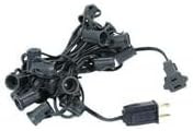 Novelty Lights 12.5 Foot C7 Outdoor String Light Christmas Stringer - Patio String Lights - Candelabra Base (C7/E12) - 6" Spacing - Black Wire