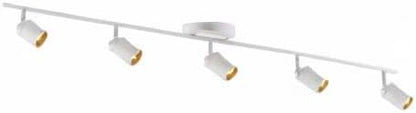 Shura White 5-Light Track Light with Adjustable Heads, Integrated LED Bulbs, 4 ft. Track Lighting Kit Ceiling Light, 3000k, 2450 Lumens