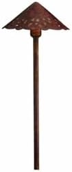 Kichler Cast Aluminum Path Light with Hammered Roof in Textured Tannery Bronze, 12V Landscape Fixture, 15471TZT