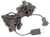 Novelty Lights 12.5 Foot C7 Outdoor String Light Christmas Stringer - Patio String Lights - Candelabra Base (C7/E12) - 6" Spacing - Brown Wire