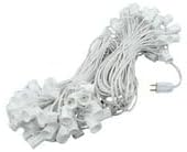 Novelty Lights 200 Foot C9 Outdoor String Light Christmas Stringer - Patio String Lights - Intermediate Base (C9/E17) - 24" Spacing - White Wire