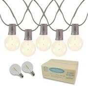 Novelty Lights 25 Feet G50 LED Patio String Light Set with 25 Bulbs, Warm White, Weather Resistant and Shatterproof Replaceable Plastic Globe Bulbs, Brown Wire