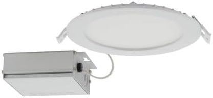 Satco CCT Selectable LED Slim-Fit Flat Lens Downlight with Remote Driver, 6 Inch Round, White