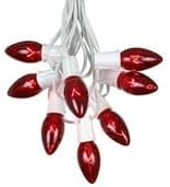 Novelty Lights Red Twinkle Incandescent Christmas String Lights - Retro Traditional C9 Indoor/Outdoor Light Set w/ 25 Mini Bulbs for Roof Lines, Patios (White Wire, 25' Long)