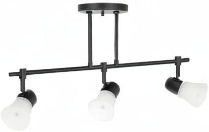 XiNBEi Lighting Tracking Lighting, 3 Light Black Kitchen Track Light Modern Hanging Kitchen Island Ceiling Light with Glass XB-TR1235-3-MB