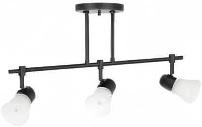 XiNBEi Lighting Tracking Lighting, 3 Light Black Kitchen Track Light Modern Hanging Kitchen Island Ceiling Light with Glass XB-TR1235-3-MB