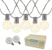 Novelty Lights 100 Feet G40 LED Patio String Light Set with 67 Bulbs, Warm White, Weather Resistant and Shatterproof Replaceable Plastic Globe Bulbs, Brown Wire