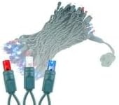 Novelty Lights 100 LED 50ft Red White Blue Lights, USA Patriotic 4th of July String Lights, Wide Angle Mini Lights on Green Wire, Commercial Grade, Connectable Indoor Outdoor Christmas Lights