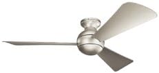 Kichler 330152NI 54 Inch Sola Ceiling Fan LED, 3 Speed Wall Control Full Function, Brushed Nickel Finish with Silver