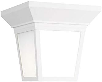 Generation Lighting 1-Light LAVON Traditional Outdoor Ceiling Light White 7546701-15, Flush Mount Ceiling Light Fixture for Home Decor, Farmhouse Outdoor Light Fixture Can Use LED Light Bulb