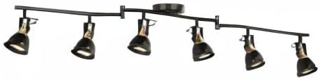 6 Light Foldable Track Lighting Kit,Matt Black Brass Finish Adjustable with Moden Ceiling Flush Mount Spotlight for Kitchen,Dining,Living Room,Home Improvement