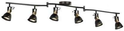 6 Light Foldable Track Lighting Kit,Matt Black Brass Finish Adjustable with Moden Ceiling Flush Mount Spotlight for Kitchen,Dining,Living Room,Home Improvement