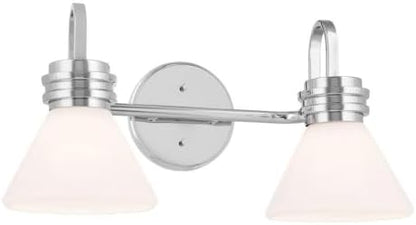 Kichler Farum 19.25" 2-Light Vanity Light with Opal Glass in Chrome, for Vanity, Jack & Jill Layout, Over a Mirror, (19.25" W x 9.5" H), 55154CH